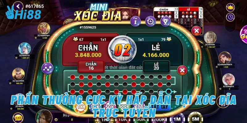 Phần thưởng cực kỳ hấp dẫn tại xóc đĩa trực tuyến